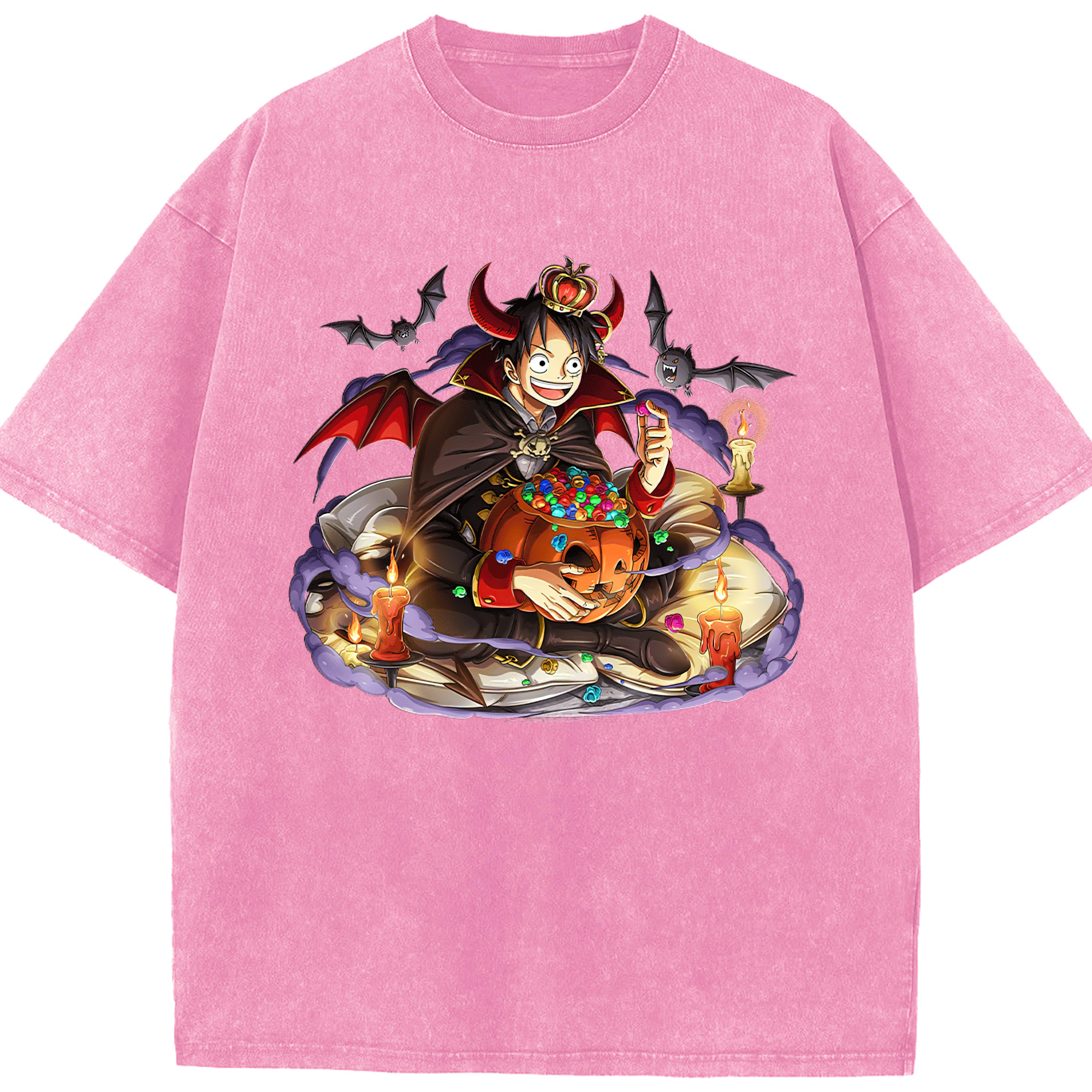 ワンピース モンキー・D・ルフィ ONE PIECE Monkey D. Luffy 綿100% ヴィンテージ風 半袖Tシャツ（フロントプリント）